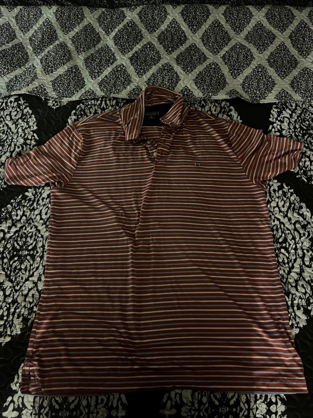 crown & ivy Men's Striped Polo - Red and White